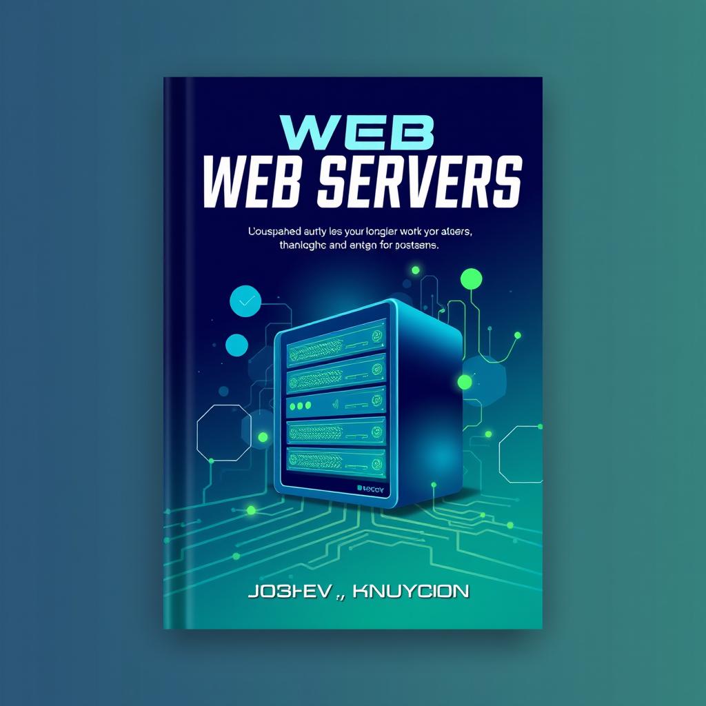 A book cover design featuring a dynamic and modern theme representing web servers