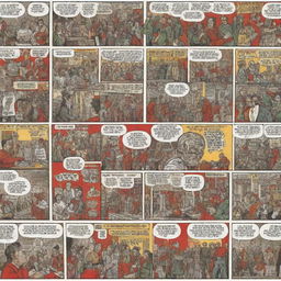 Create a comic strip or photo collage that visually represents the Marxist criticism approach, featuring common themes like class struggle, labor exploitation, and materialism.