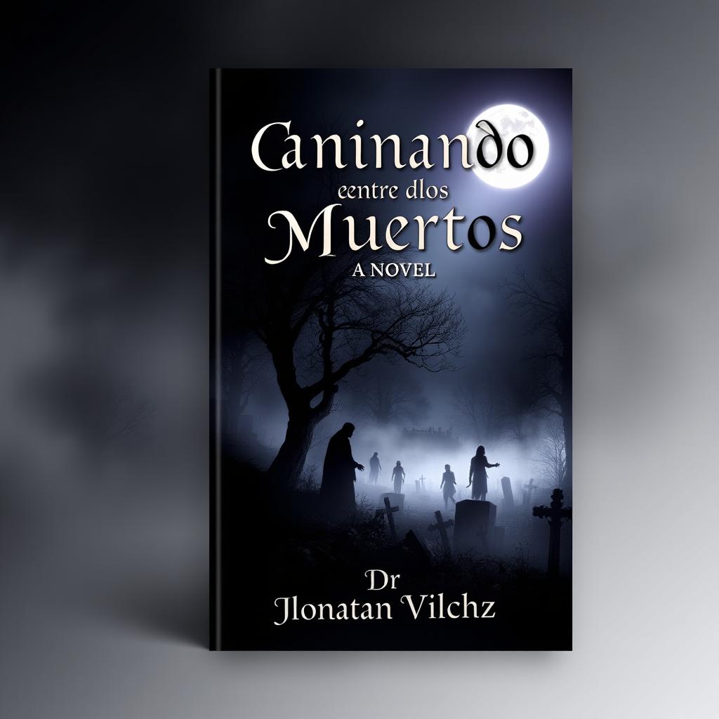 A captivating book cover for a novel titled 'Caminando Entre los Muertos' by Dr