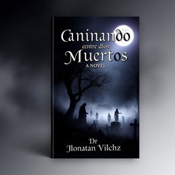 A captivating book cover for a novel titled 'Caminando Entre los Muertos' by Dr