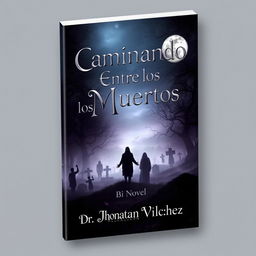 A captivating book cover for a novel titled 'Caminando Entre los Muertos' by Dr