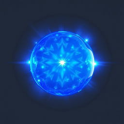 A glowing blue aura shield in the shape of a sphere, radiating with vibrant blue colors and intricate luminous details