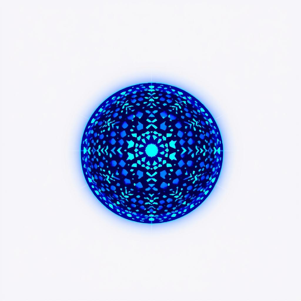 A pixel art representation of a glowing blue aura shield in the shape of a sphere