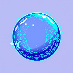 A pixel art representation of a glowing blue aura shield in the shape of a hollow sphere