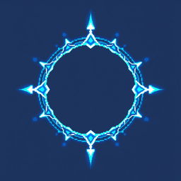 A pixel art representation of a glowing blue aura shield in the shape of a hollow sphere