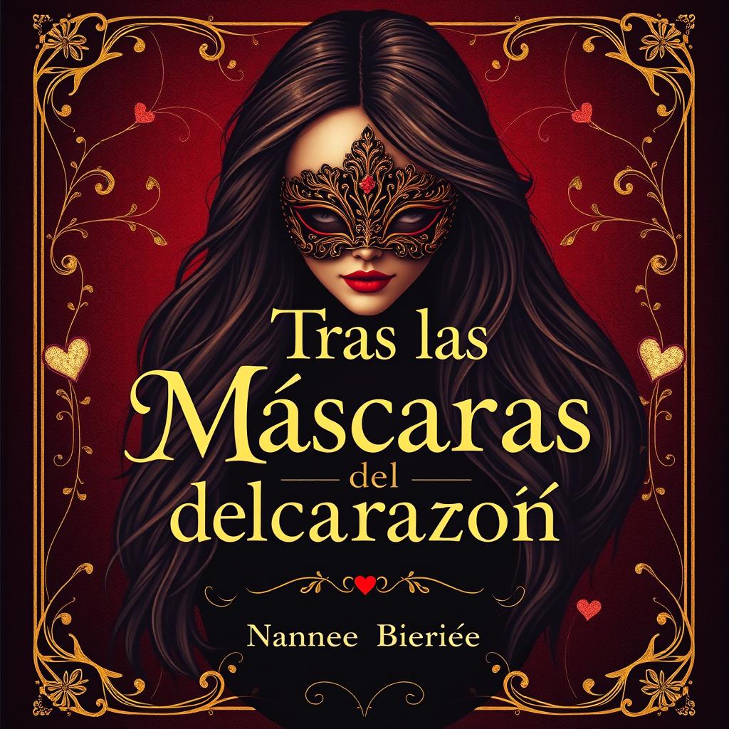 An enchanting book cover for 'Tras las Máscaras del Corazón' (Behind the Masks of the Heart)