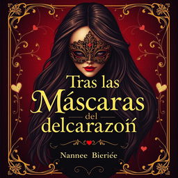 An enchanting book cover for 'Tras las Máscaras del Corazón' (Behind the Masks of the Heart)