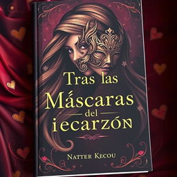 An enchanting book cover for 'Tras las Máscaras del Corazón' (Behind the Masks of the Heart)