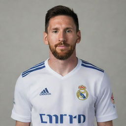 Lionel Messi wearing a Real Madrid football shirt