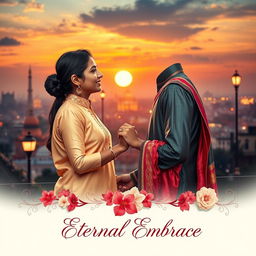 A stunning cinematic love film poster showcasing a modern Indian couple deeply in love