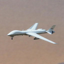 An Iranian drone soaring in the sky, highlighting intricate design, advanced technology, and striking features equipped for surveillance or defense