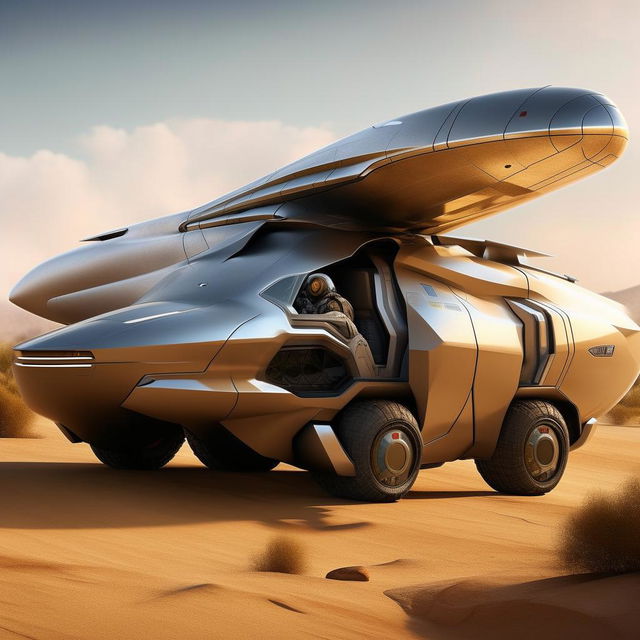 A futuristic jet fighter, transforming from a sleek commando van, complete with aerodynamic design and state-of-the-art weaponry.