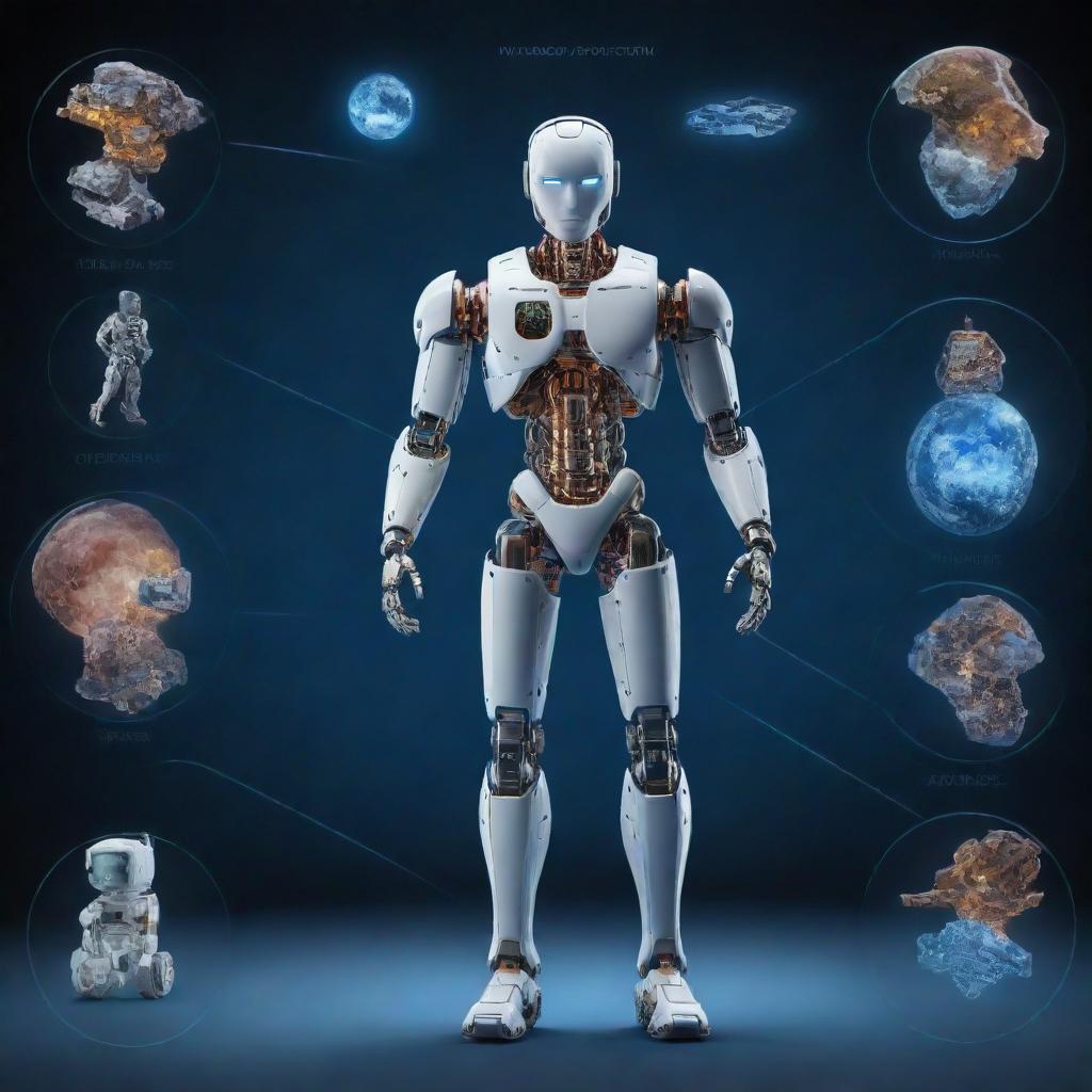 Depiction of the highest level of human technology, showcasing advanced robotics, AI integration, quantum computing, nanotech applications, and space exploration capabilities