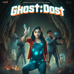 A visually stunning and humorous cinematic sci-fi film poster titled 'Ghost:Dost'