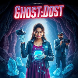 A visually stunning and humorous cinematic sci-fi film poster titled 'Ghost:Dost'