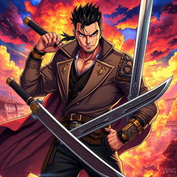 A powerful warrior character inspired by Scarface, illustrated in a vibrant anime art style