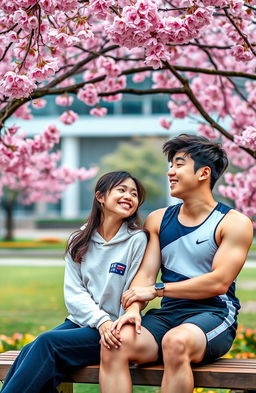 A modern Korean romance scene featuring a 17-year-old girl and a famous boy swimmer from school