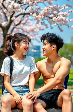 A modern Korean romance scene featuring a 17-year-old girl and a famous boy swimmer from school