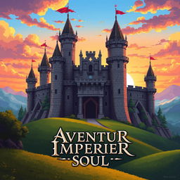 A pixel art cover illustration for a video game titled 'Aventur Imperier Soul'