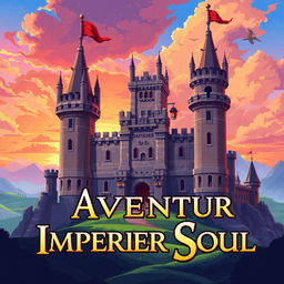 A pixel art cover illustration for a video game titled 'Aventur Imperier Soul'