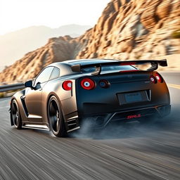 An exhilarating and visually striking fusion of a Nissan GT-R R35 and a Porsche GT3, creating a powerful and aggressive supercar design