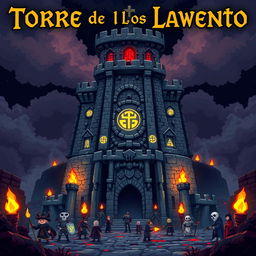 A pixel art cover illustration for a video game titled 'Torre de los Lamento DLC'