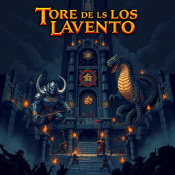 A pixel art cover illustration for a video game titled 'Torre de los Lamento DLC'