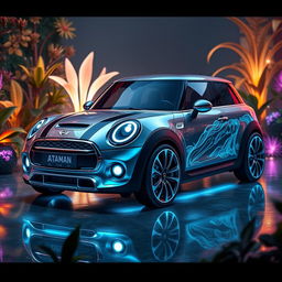 A futuristic car design combining elements from the Mini Aceman and the Avatar 07