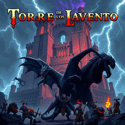 A pixel art cover illustration for a video game titled 'Torre de los Lamento DLC'