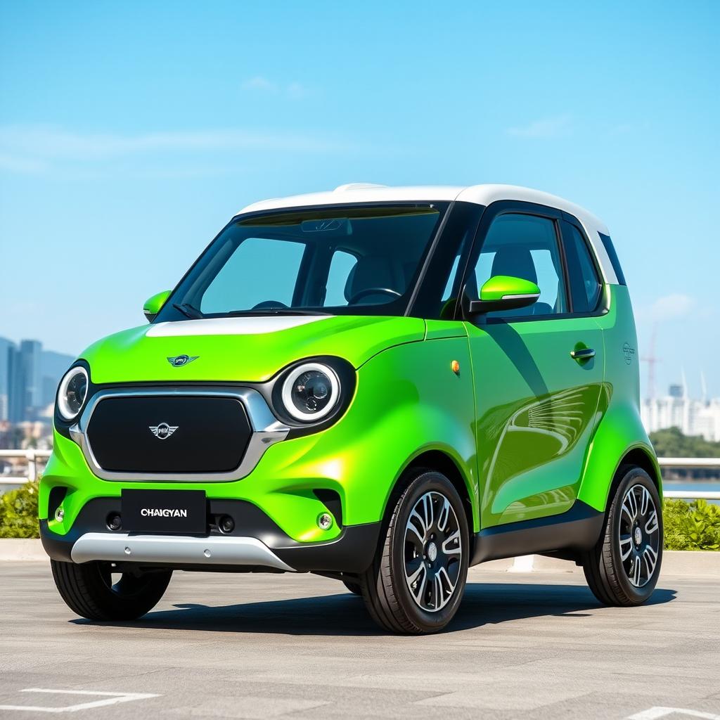 A Changan Avatr 07 electric vehicle designed with elements inspired by the Mini Aceman