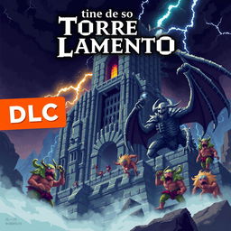 A pixel art cover illustration for a video game titled 'Torre de los Lamento', prominently featuring the label 'DLC'