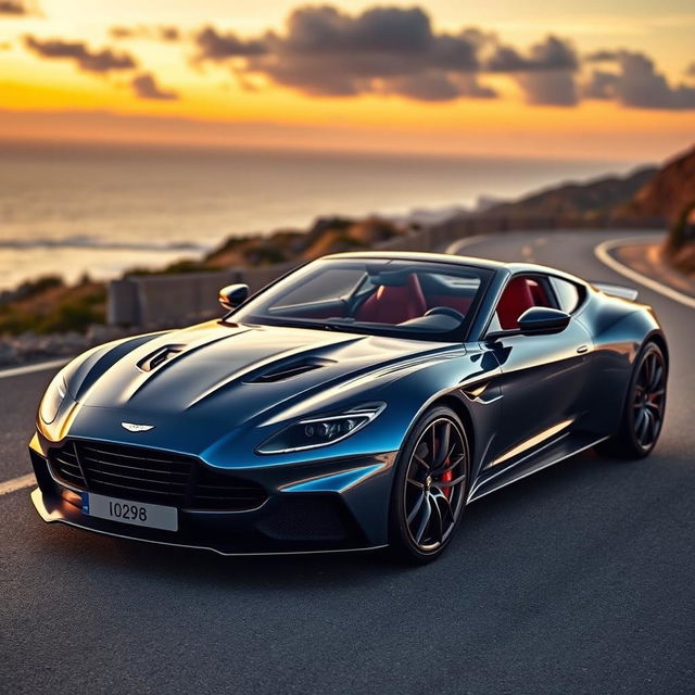 An elegant and powerful hybrid vehicle that seamlessly blends the sophisticated design of an Aston Martin with the sporty performance elements of a Porsche