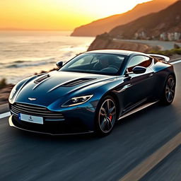 An elegant and powerful hybrid vehicle that seamlessly blends the sophisticated design of an Aston Martin with the sporty performance elements of a Porsche