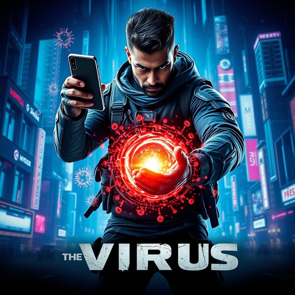 A cinematic science fiction film poster titled 'The Virus'