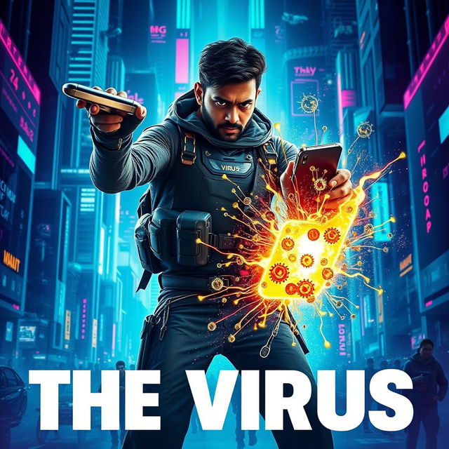 A cinematic science fiction film poster titled 'The Virus'