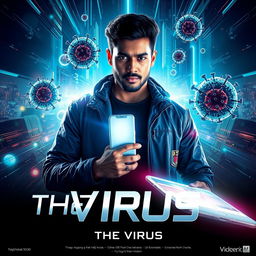 A cinematic sci-fi futuristic film poster titled 'The Virus'