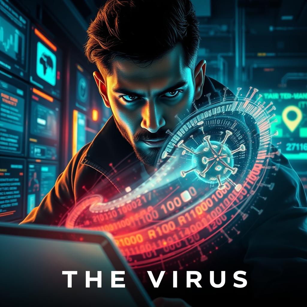 A cinematic sci-fi futuristic film poster titled 'The Virus'