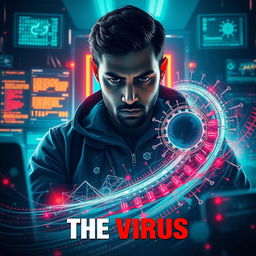 A cinematic sci-fi futuristic film poster titled 'The Virus'