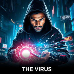 A cinematic sci-fi futuristic film poster titled 'The Virus'