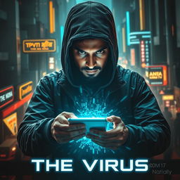 A cinematic sci-fi futuristic film poster titled 'The Virus'