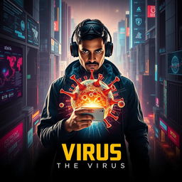 A dramatic cinematic sci-fi futuristic film poster titled 'The Virus'