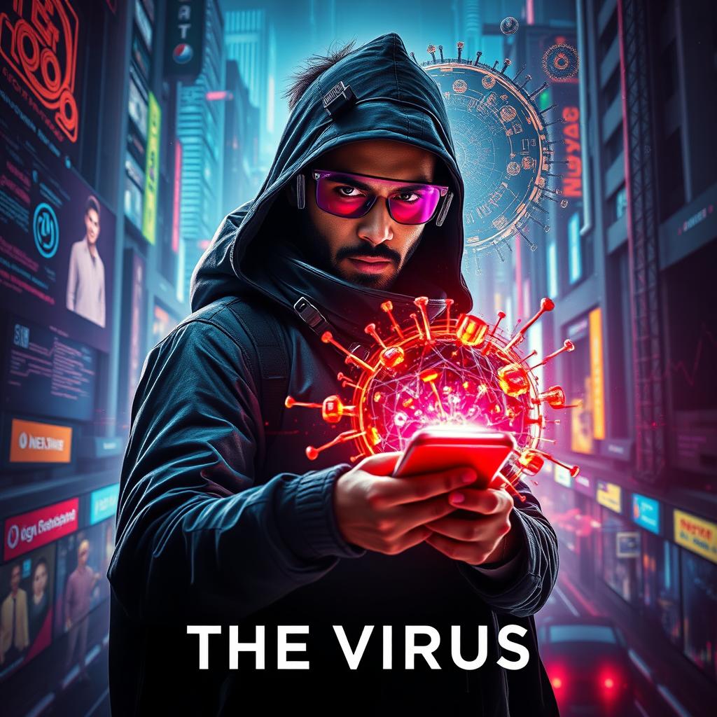 A dramatic cinematic sci-fi futuristic film poster titled 'The Virus'