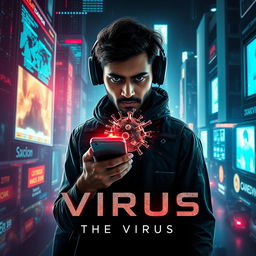 A dramatic cinematic sci-fi futuristic film poster titled 'The Virus'