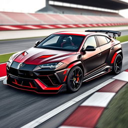 A Lamborghini Urus transformed into a high-performance sports car, showcasing sleek aerodynamic enhancements and racing-inspired features