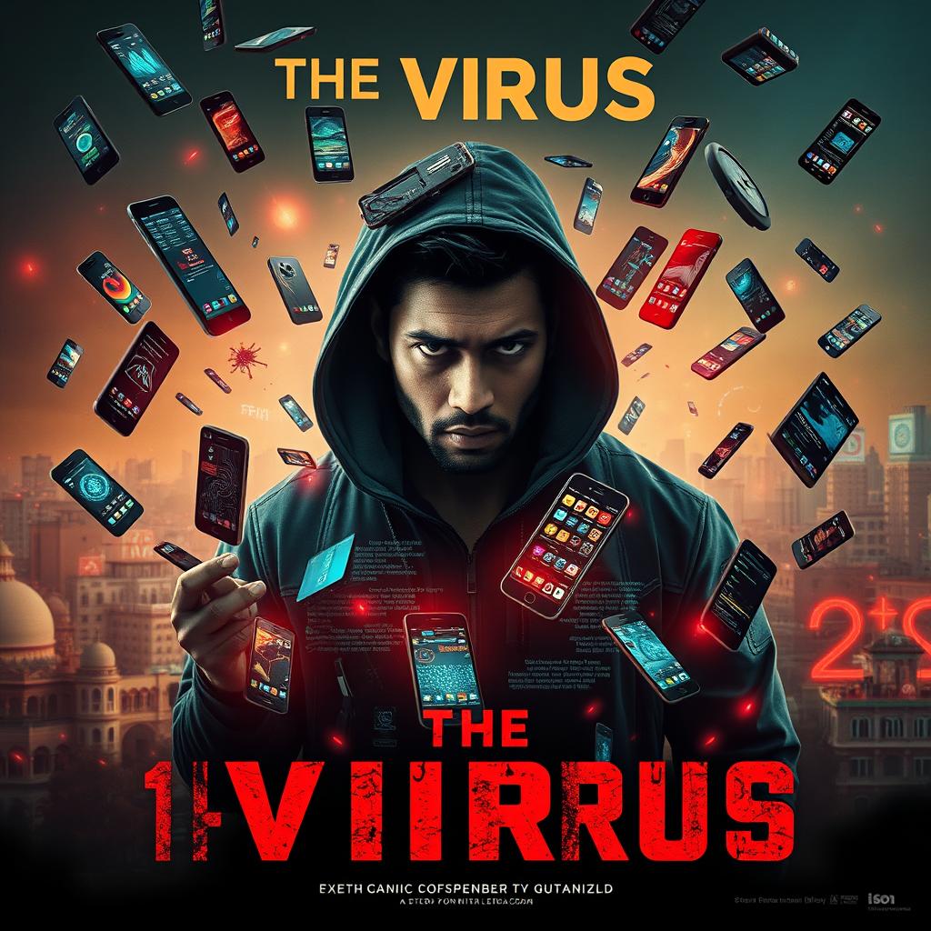 A cinematic sci-fi futuristic film poster titled 'The Virus'