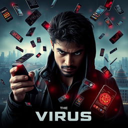 A cinematic sci-fi futuristic film poster titled 'The Virus'