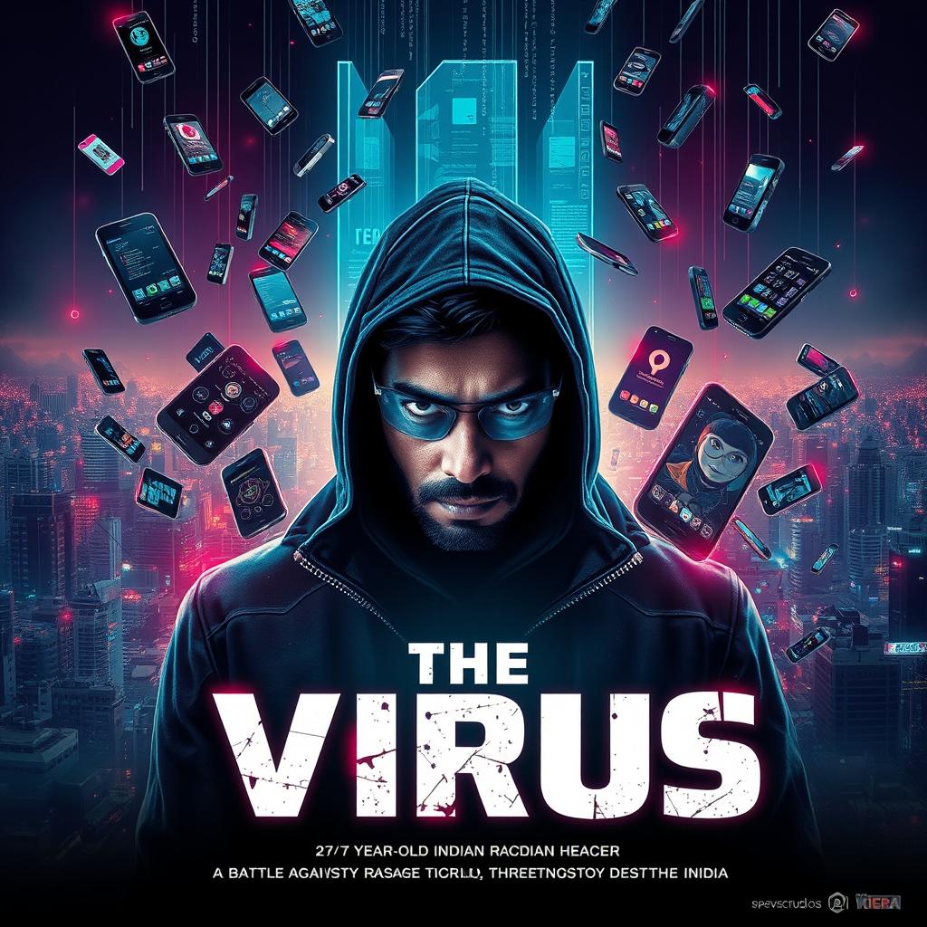 A cinematic sci-fi futuristic film poster titled 'The Virus'