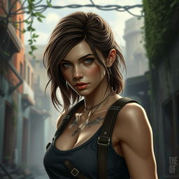 A mature and artistic depiction of Tess from The Last of Us, portrayed with a strong, confident pose