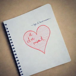 A sketchy line-drawn heart on an open notebook resting on a bed, complete with the phrase 'El goti mami' written beneath the heart.