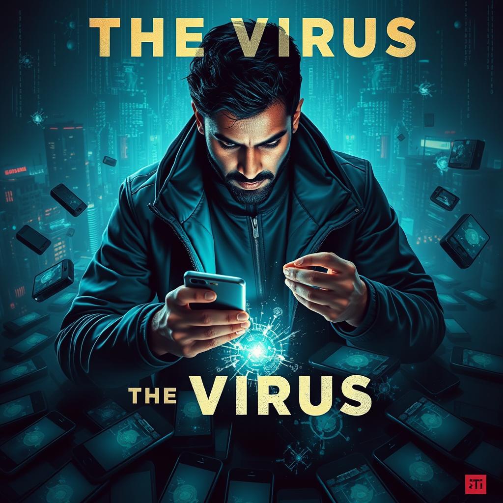 A cinematic sci-fi futuristic film poster titled 'The Virus'